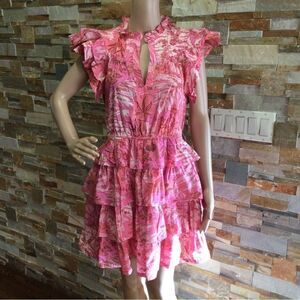 ULLA JONSON Lulua Frill- Sleeve Tiered-Ruffle Mini Dress